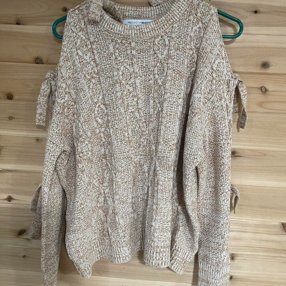 Cream And Tan Cable Knit